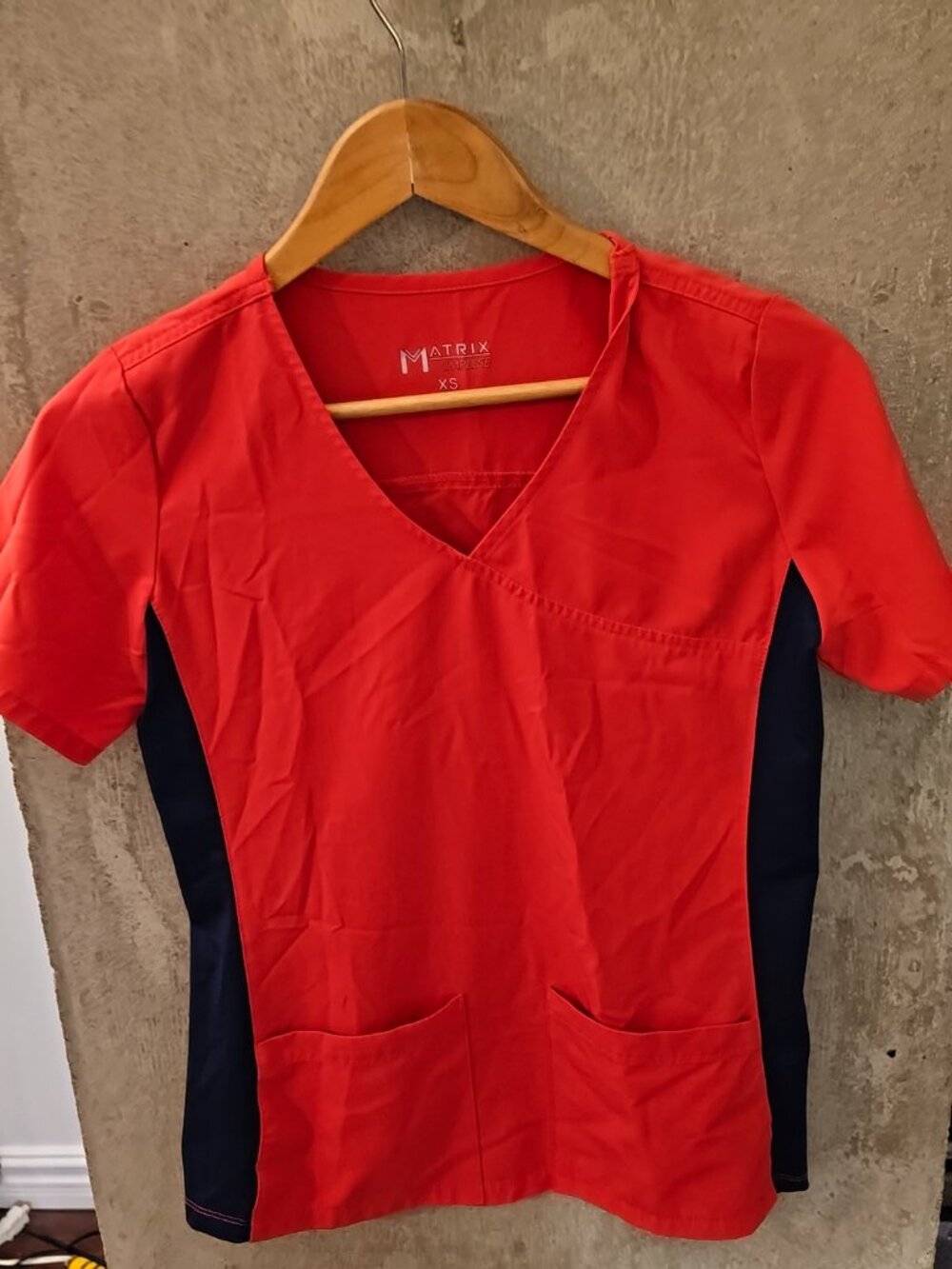 4520 Matrix Impulse Women's Knitted Panel Mock Wrap Top by Maevn - RED - XS
